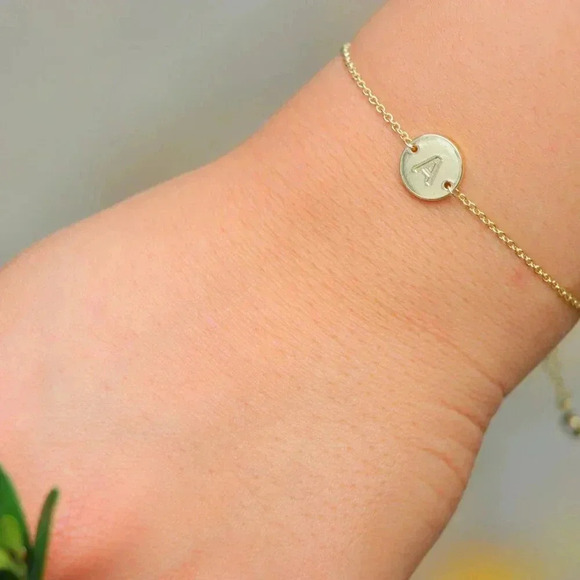 ENGRAVED PERSONALIZED❤️CHARM - A to Z GOLD INITIAL BRACELET GIRL TEEN, ELDM22240 - Picture 5 of 12